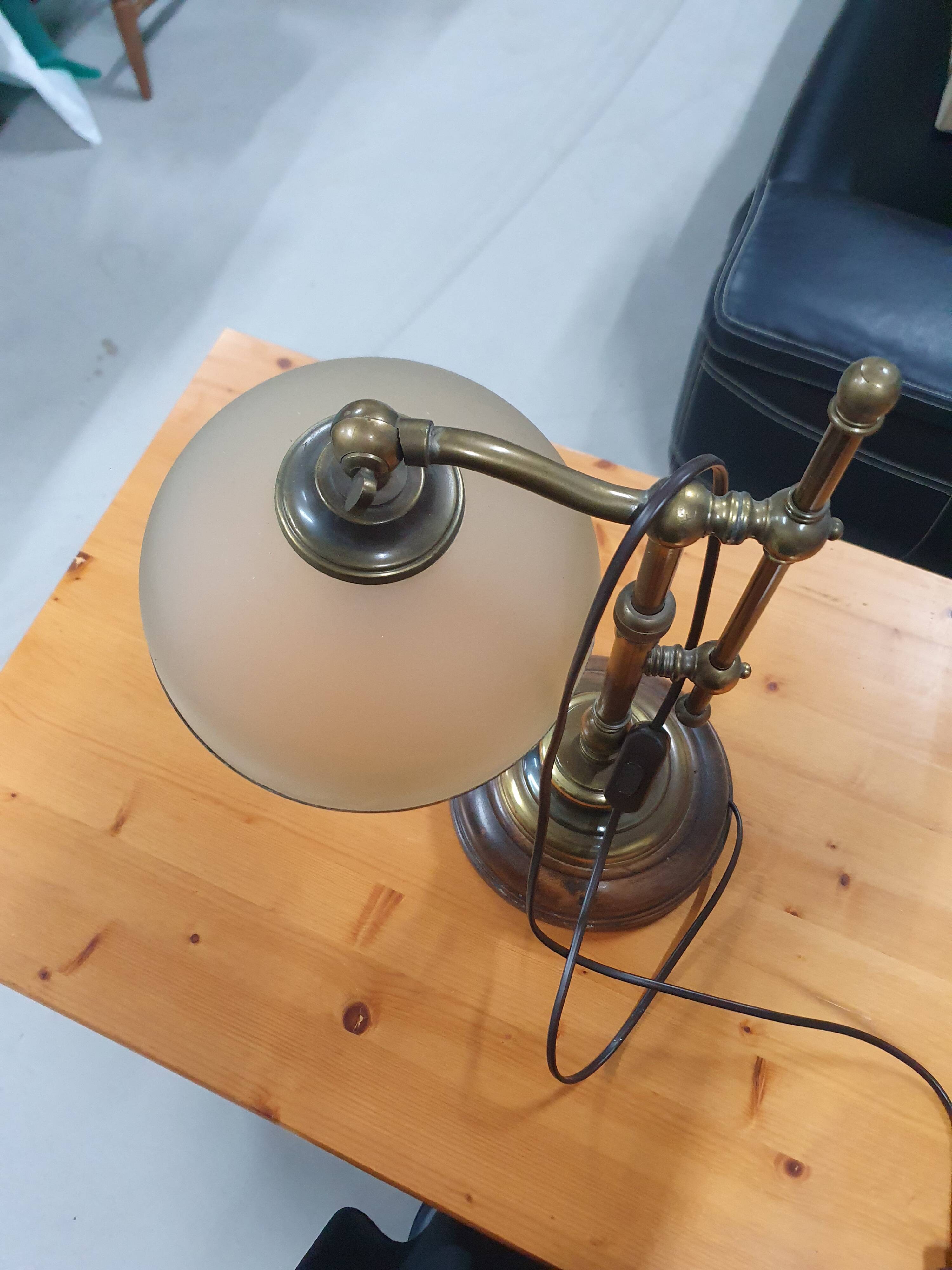 Wood and bronze desk lamp