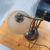 Wood and bronze desk lamp