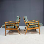 Pair of lounge armchairs mid century modern upholstered 1960s Czechoslovaki