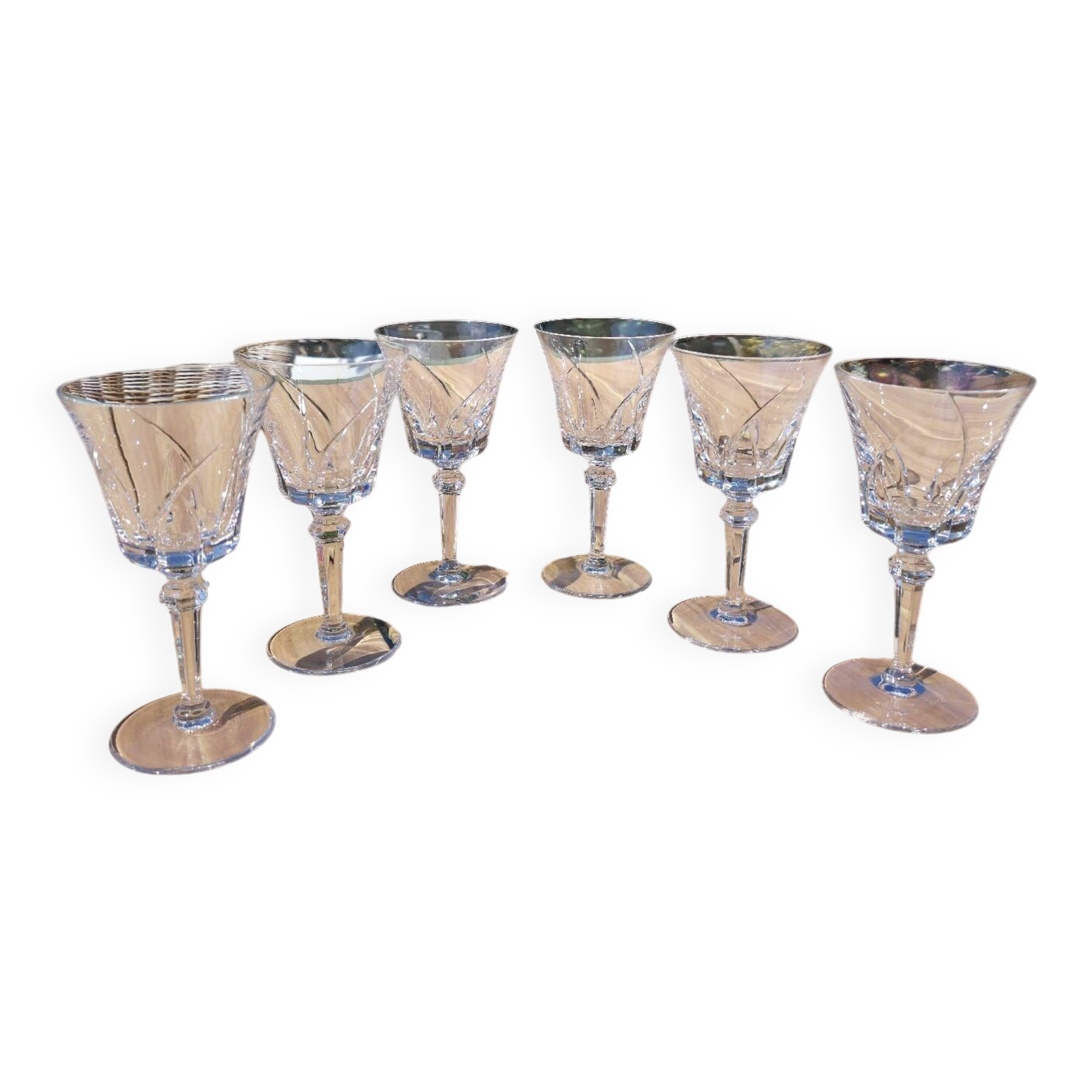 6 water and wine glasses in Sèvres crystal, Niagara model.