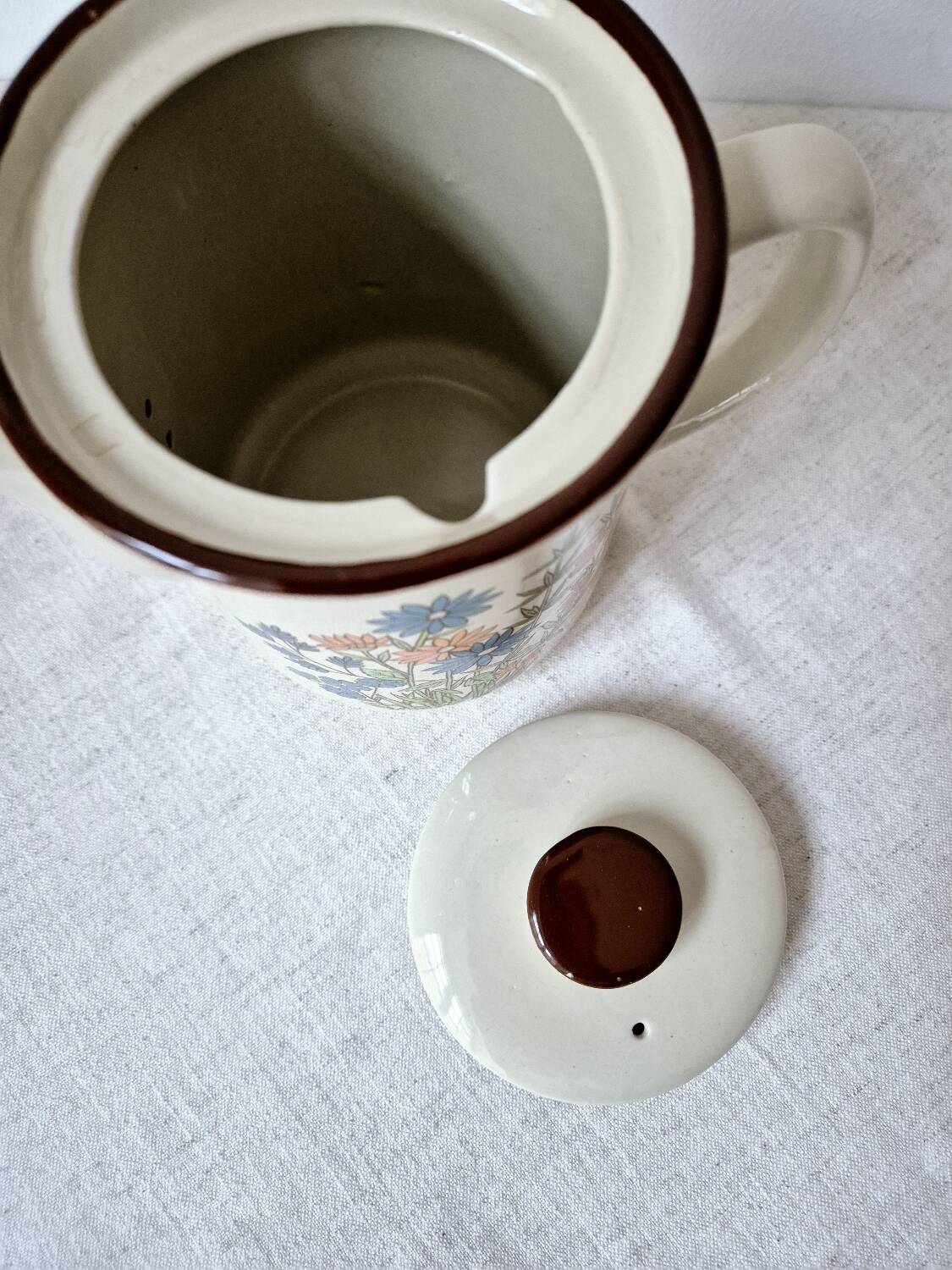 Cafetière en grès à fleurs '70s - Vintage