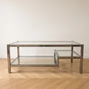 Romeo Rega coffee table in glass and chrome metal, 1970s