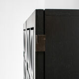 Black Brutalist Bar Cabinet with Graphic Patterned Doors, Belgium 1970s