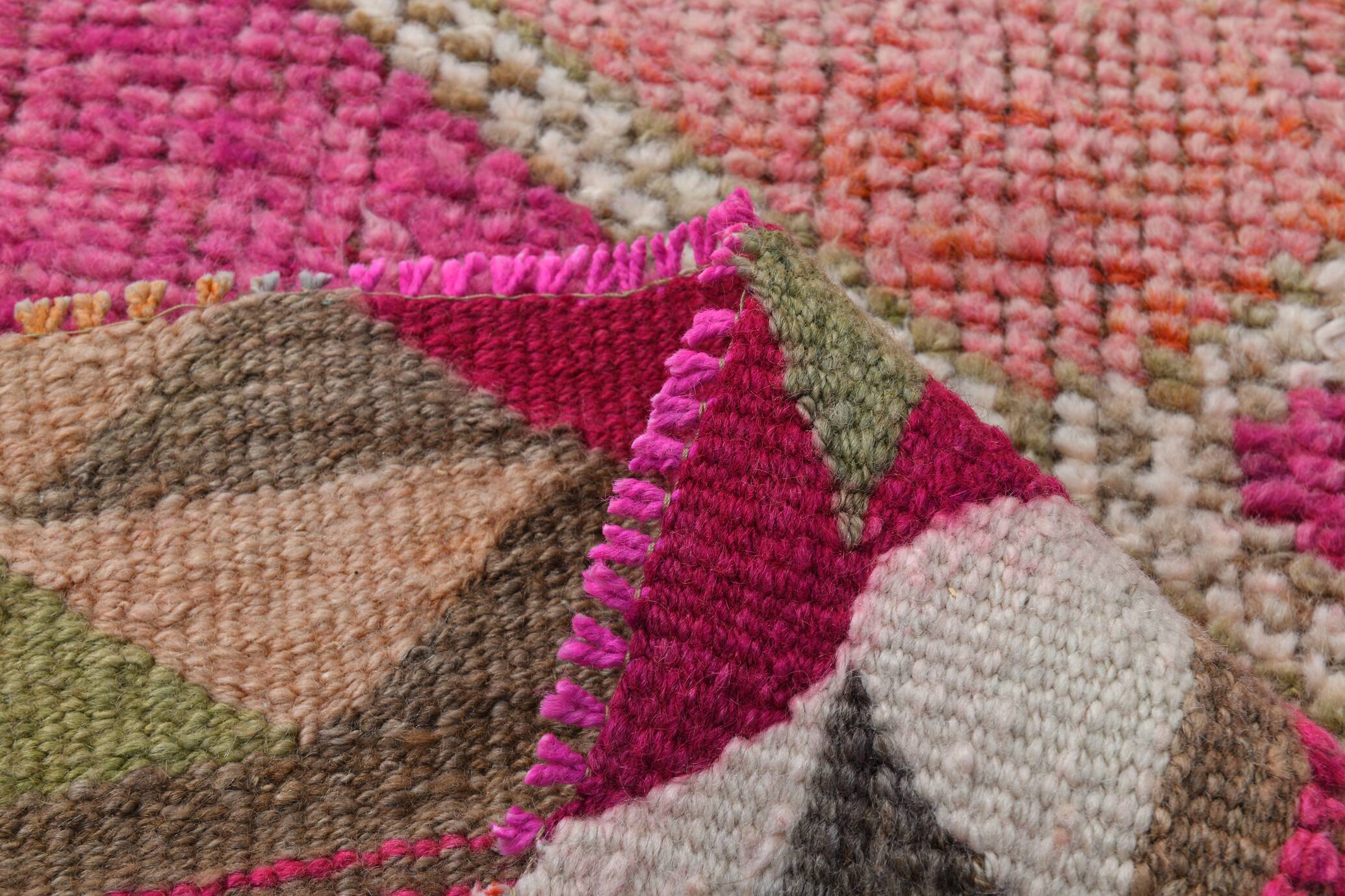 3x10 Pink & Cream Turkish Vintage Runner Rug, 100x317Cm