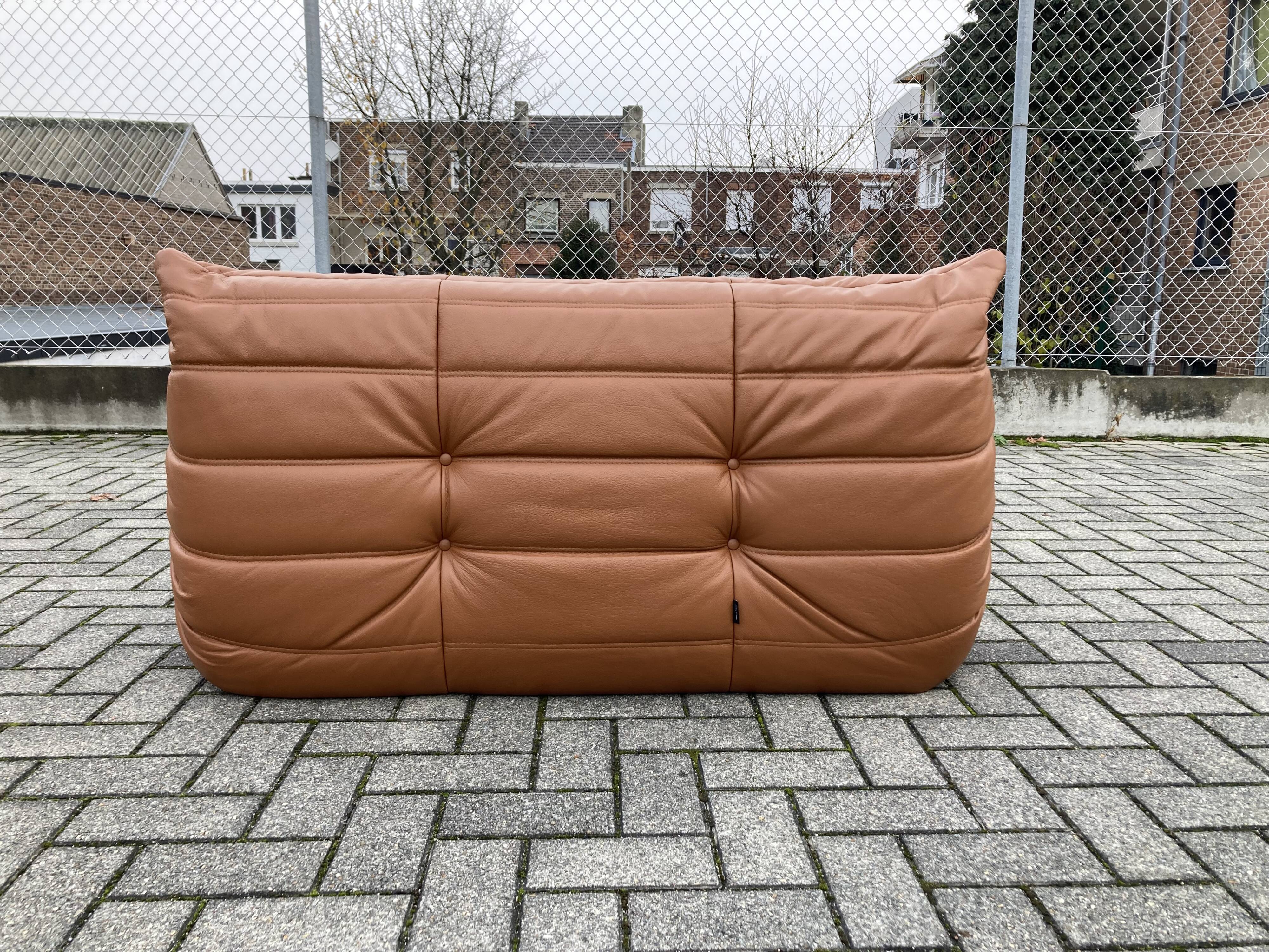 Ligne Roset Togo 2seater, Cognac Leather