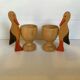 Paire de coquetiers cigognes en bois