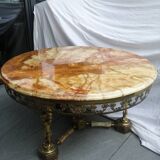 Table basse en laiton marbre et onyx