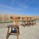 Brutalist set solid oak round dining table 4 chairs Depuydt Belgium