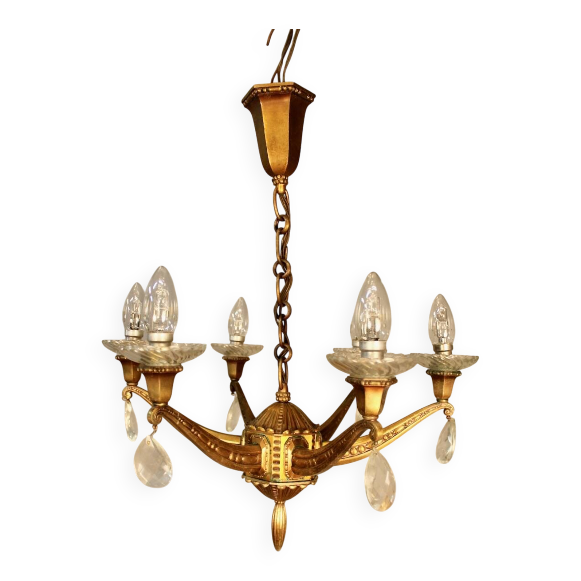 Bronze chandelier with 6 light arms