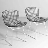 Ensemble de 7 chaises Bertoia noires et blanches pour Knoll International, années 1970