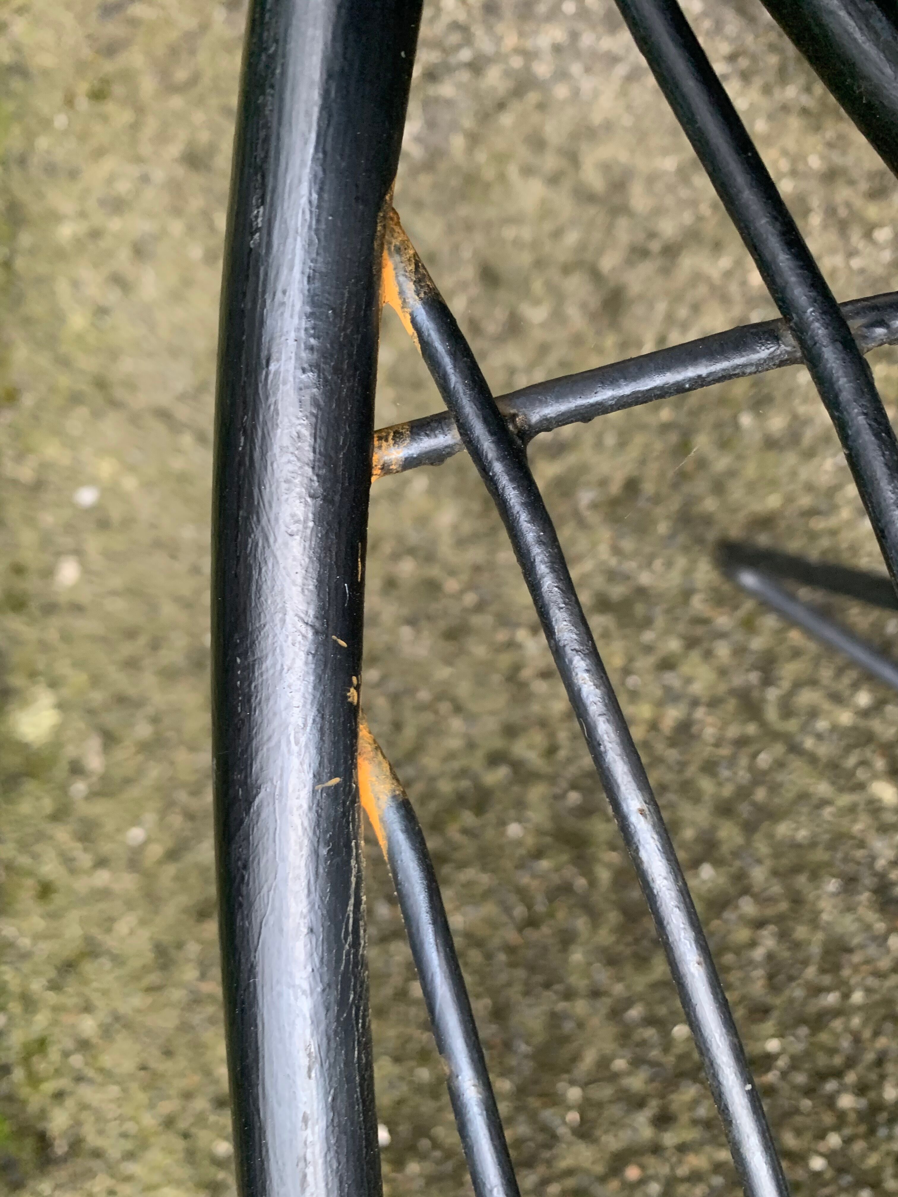 Pair of round chairs in black tubular steel 1960