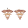 Pair of Iconic Mid-Century Modern Pink “Palmette” Murano Glass Chandeliers