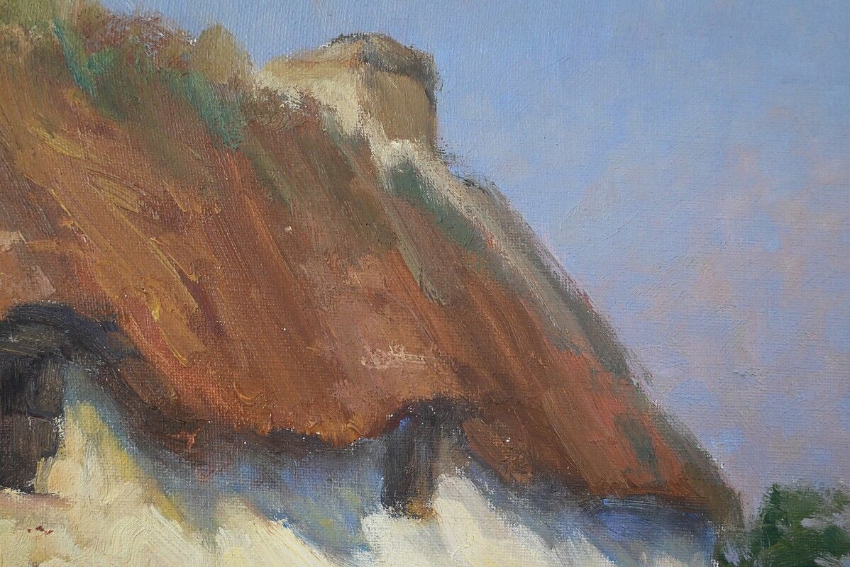 Oil on Wood "Maison en Brière", signed E.gautier – 1955