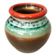 Vase vintage en céramique KIL de Yougoslavie : bordure marron, turquoise et rouge, années 1970