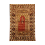 Handwoven turkish red gold wool and silk area rug- 120x185cm