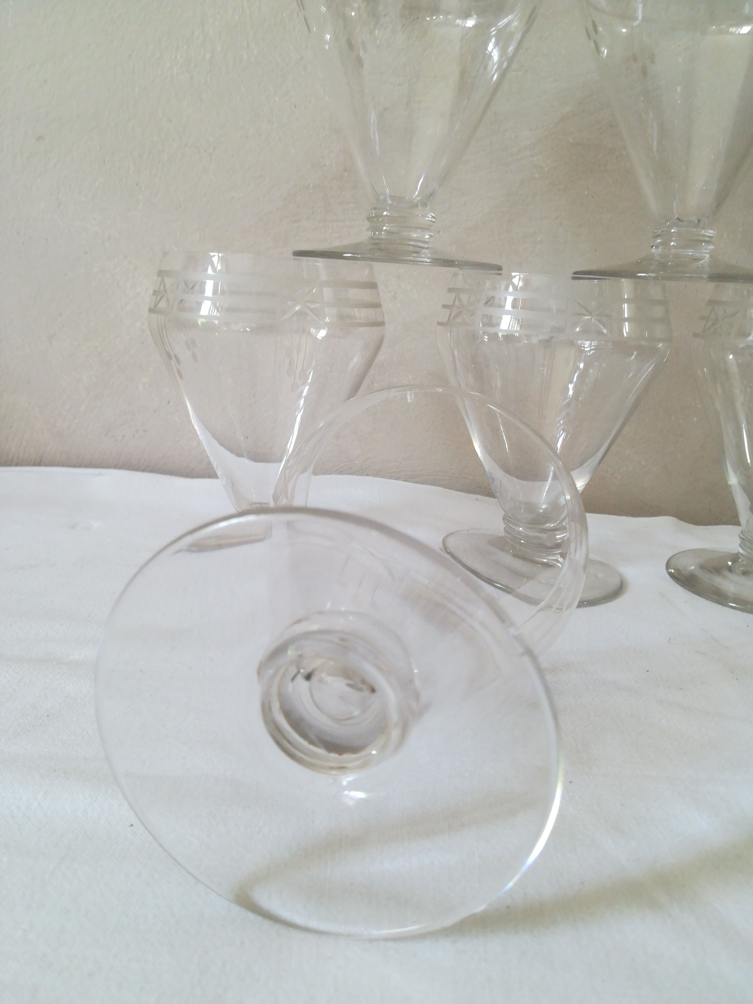 6 hand engraved crystal glasses