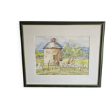 Watercolor of the dovecote of Camboulan Aveyron signed Annick Mesnil
