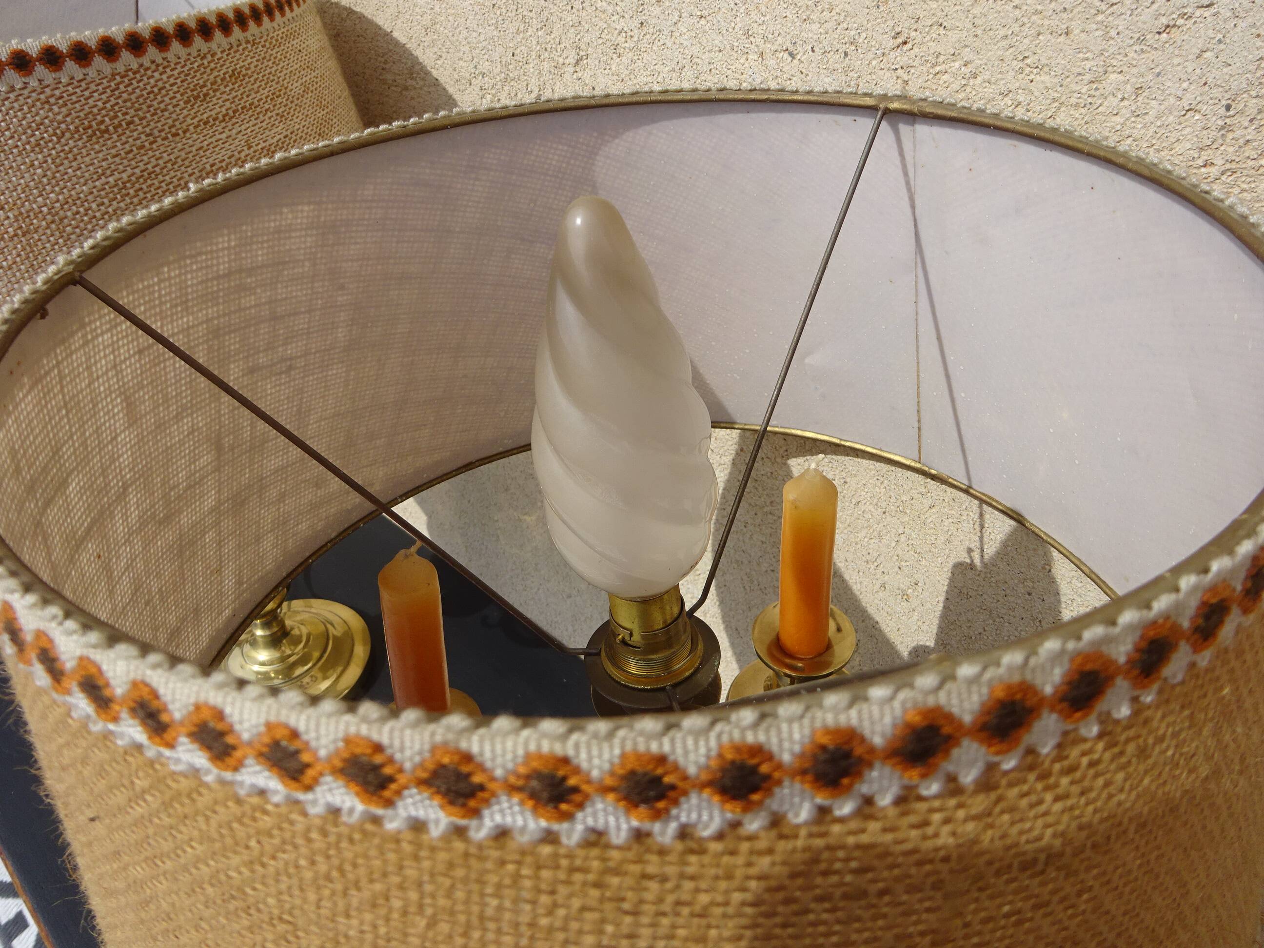 Copper candlesticks adapted as bedside lamps, the pair.