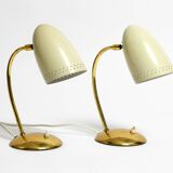 Pair of beautiful German Mid Century Modern brass table lamps with metal sh