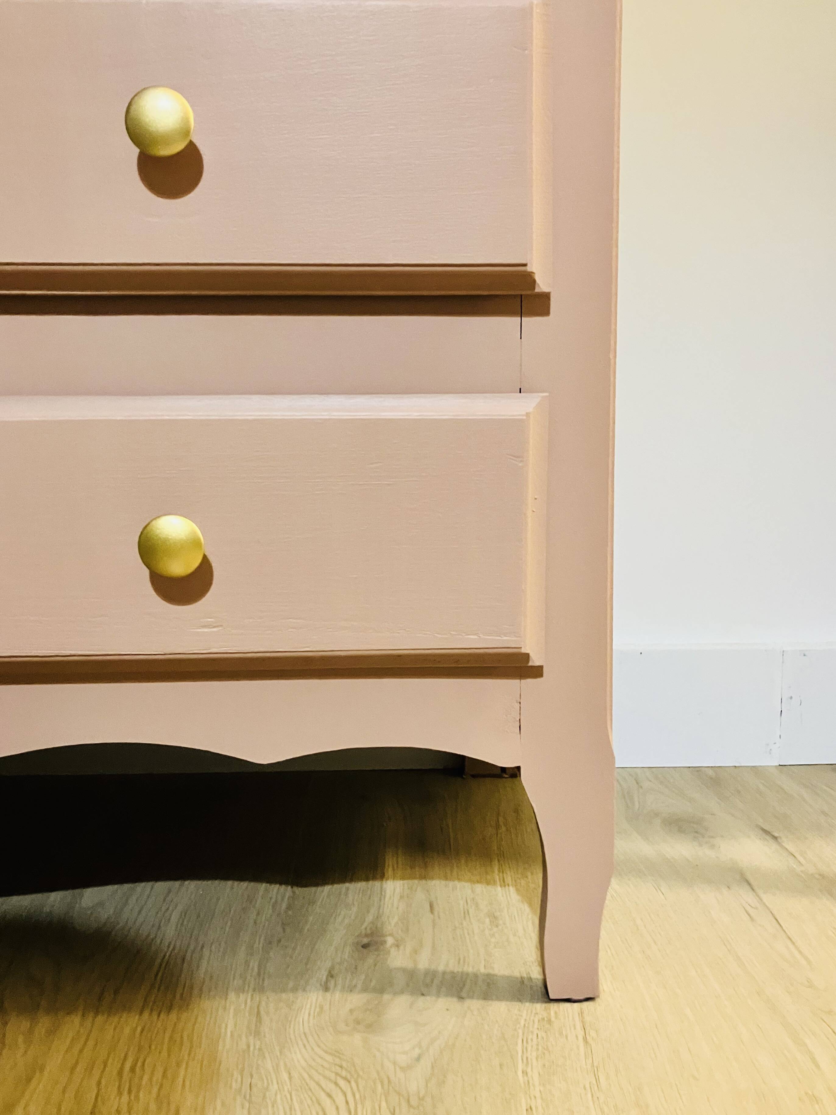 Antique pink wooden chest of drawers