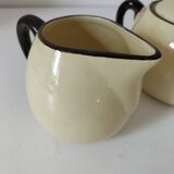 HBCM Sugar Bowl and Milk Jug Duo - Vintage Cream and Brown Earthenware