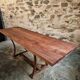 Vintage industrial table – Iron base and solid wood top (201 cm)
