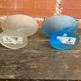 Set of 6 zig zag design ice cream bowls la rochere frosted glass france