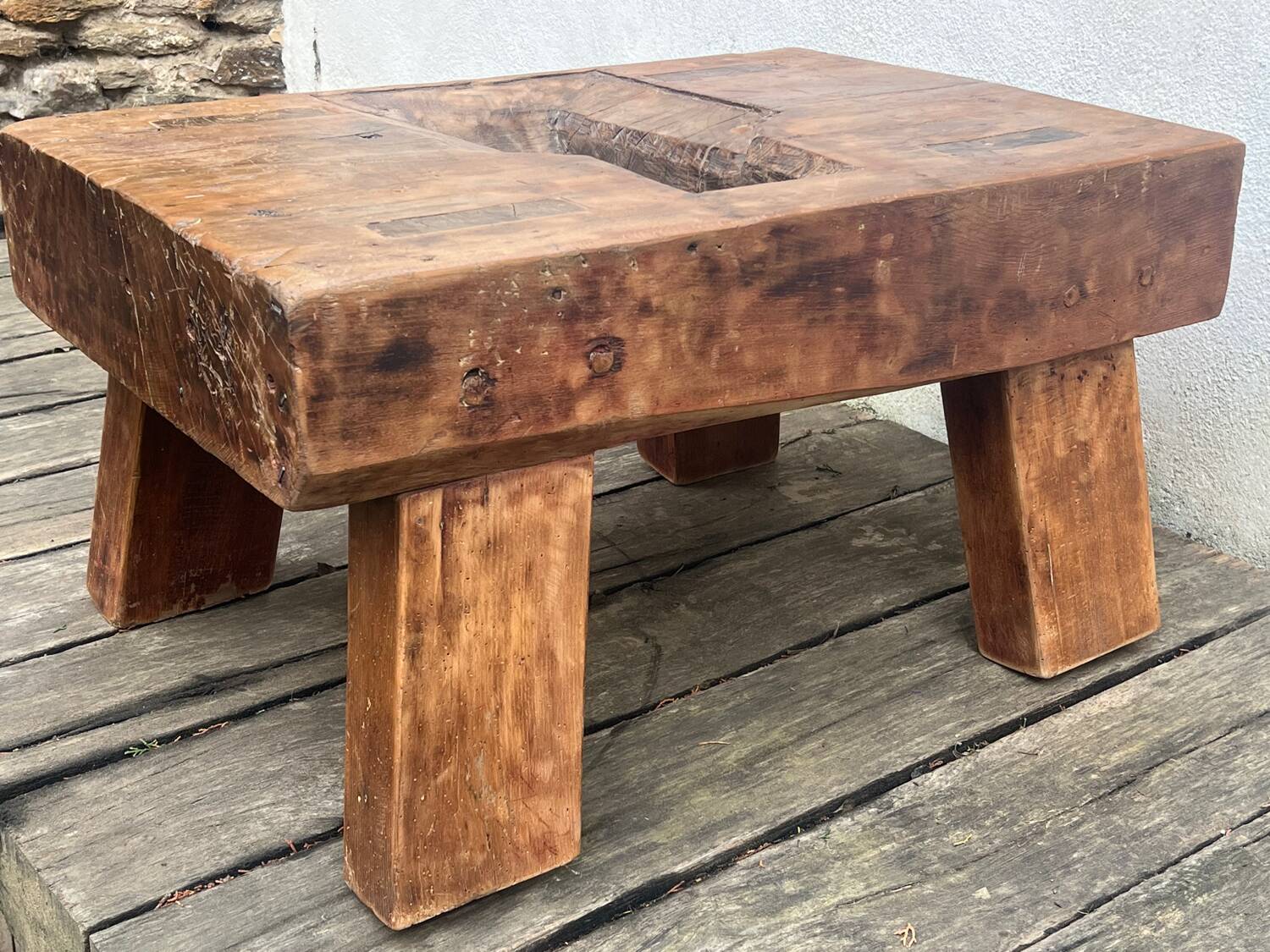 Brutalist coffee table made of solid wood