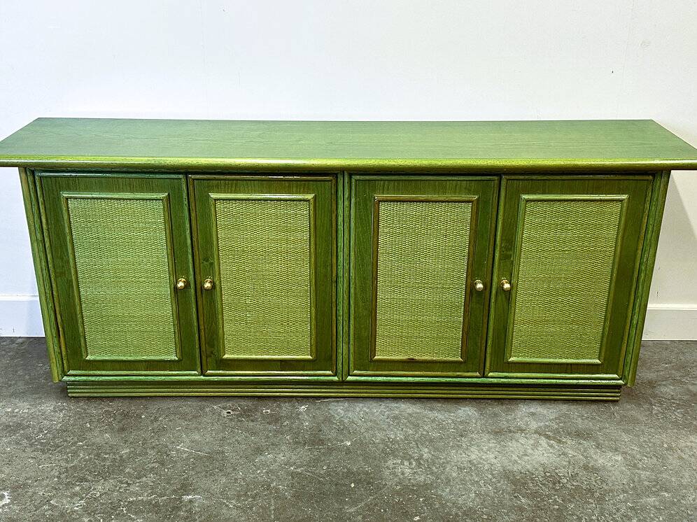 Vintage green rattan sideboard by Georgetti, Italy, 1980s.