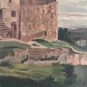 Castle of the Cathar country, oil on old canvas