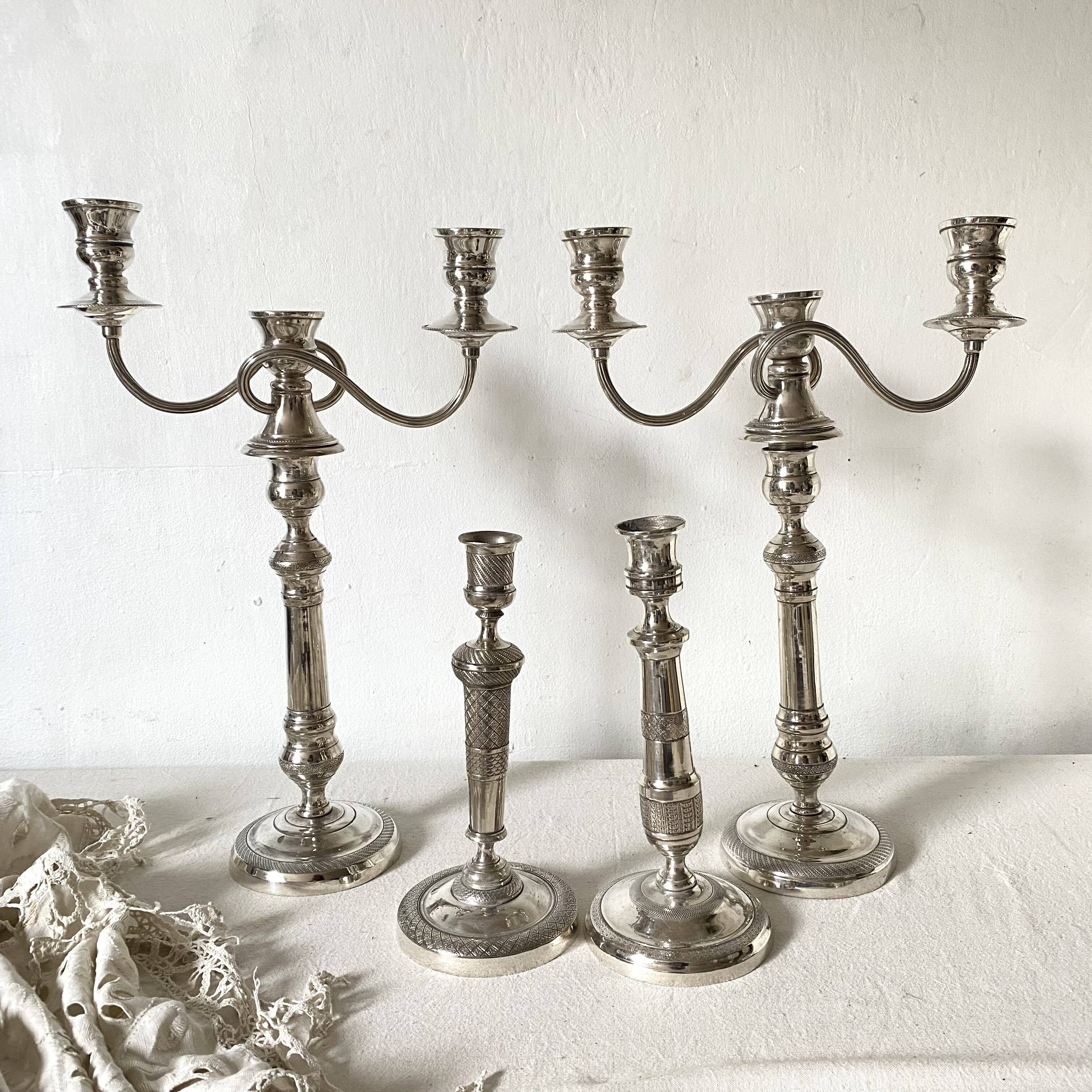Paire de chandeliers et bougeoirs modulables style anglais