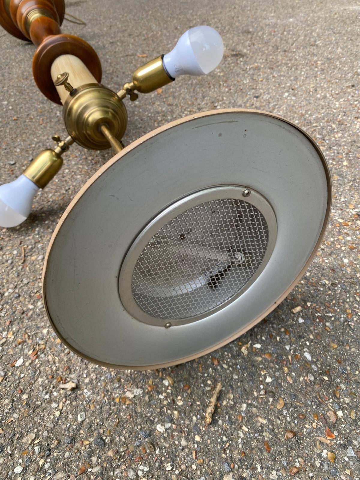 Art Deco floor lamp in solid wood and gilded brass