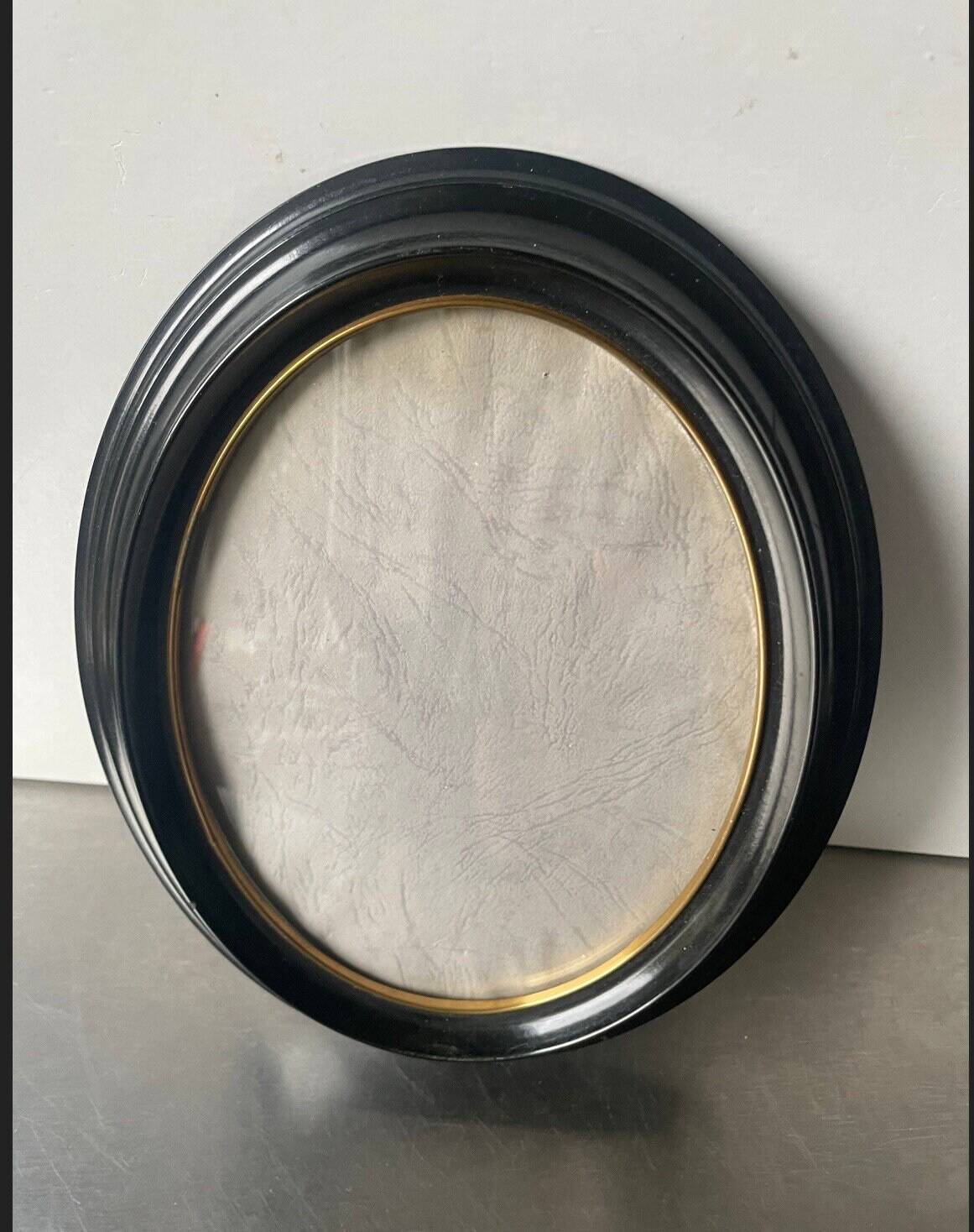 Large Vintage Oval  Bakelite Black Frame with Convex glass 23.5 cm x 18.5 cm