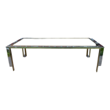 Table de salon en chrome, laiton et verre