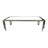 Table de salon en chrome, laiton et verre