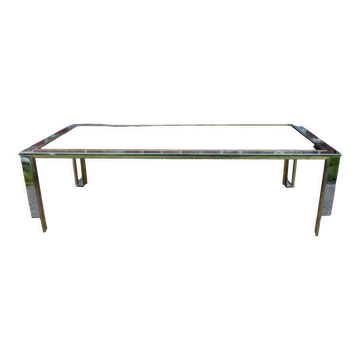 Chrome, brass and glass coffee table