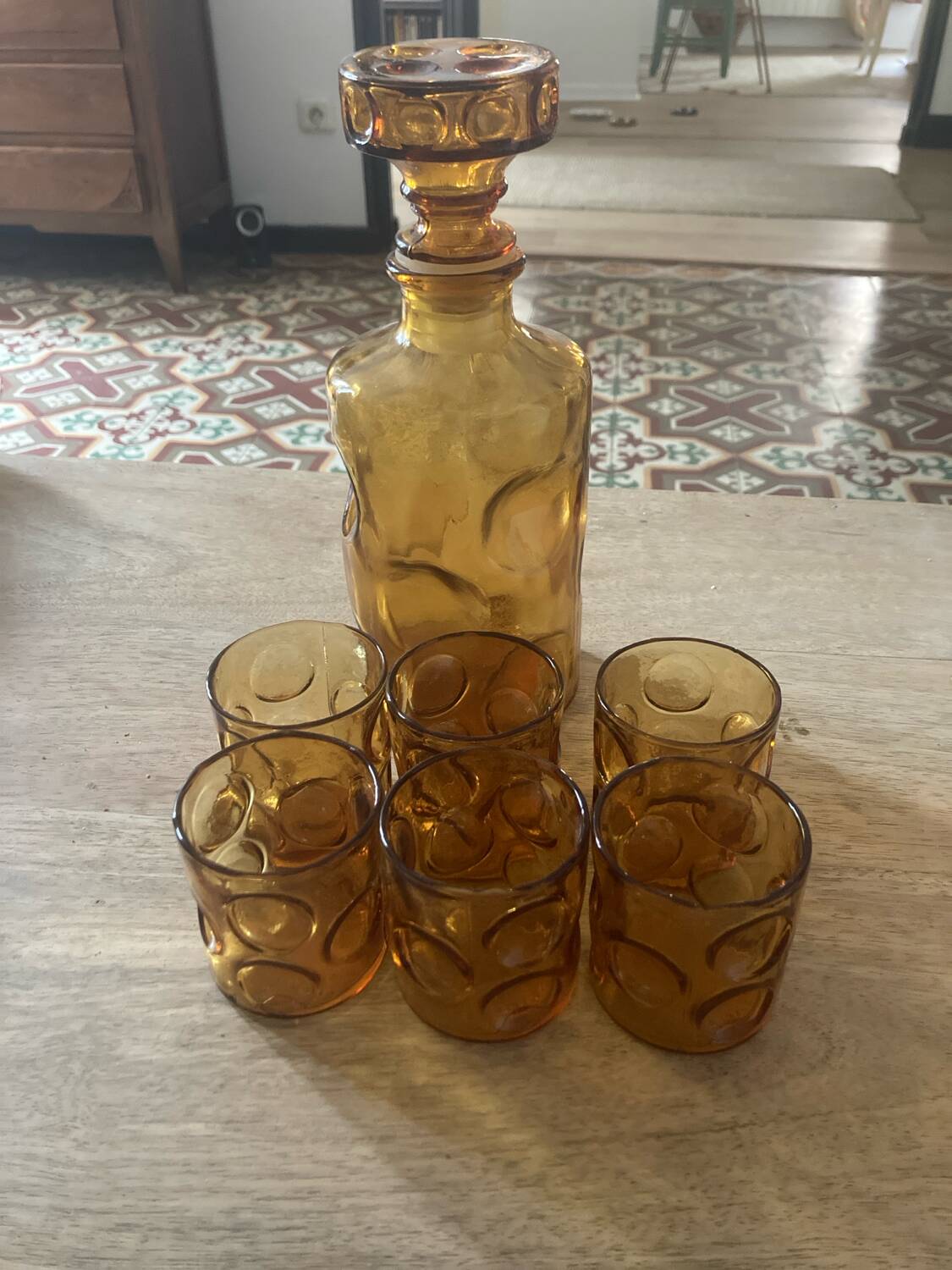 Amber carafe + glasses