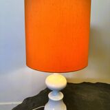 Midcentury Ceramic Danish Table lamp with Orange Shade, 1970s. Denmark