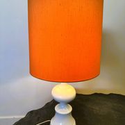 Midcentury Ceramic Danish Table lamp with Orange Shade, 1970s. Denmark
