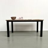 Solid oak dining table from the 70s with metal legs