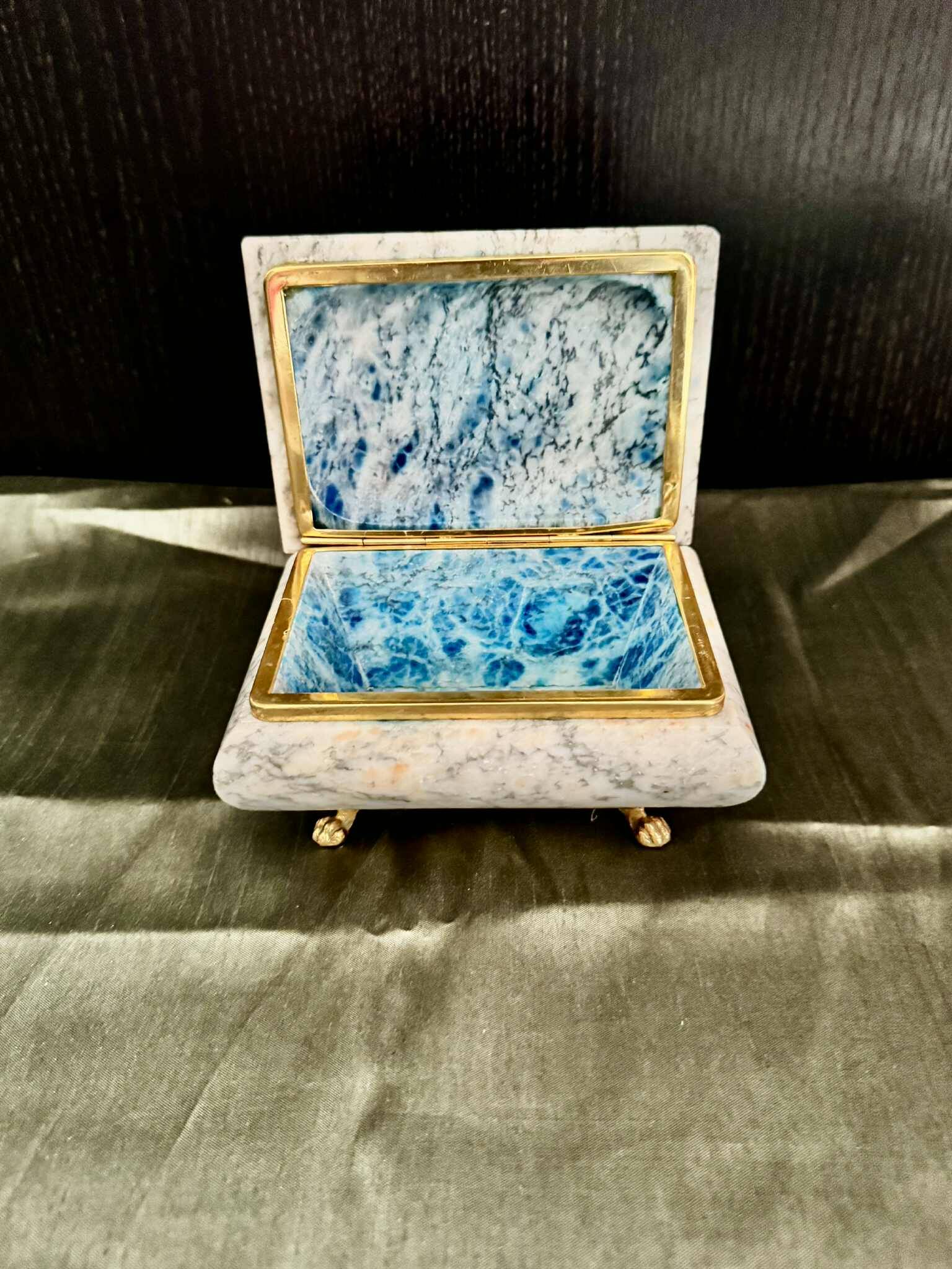 Ashtray, blue-grey marble box from the 1960s, vintage Italy.