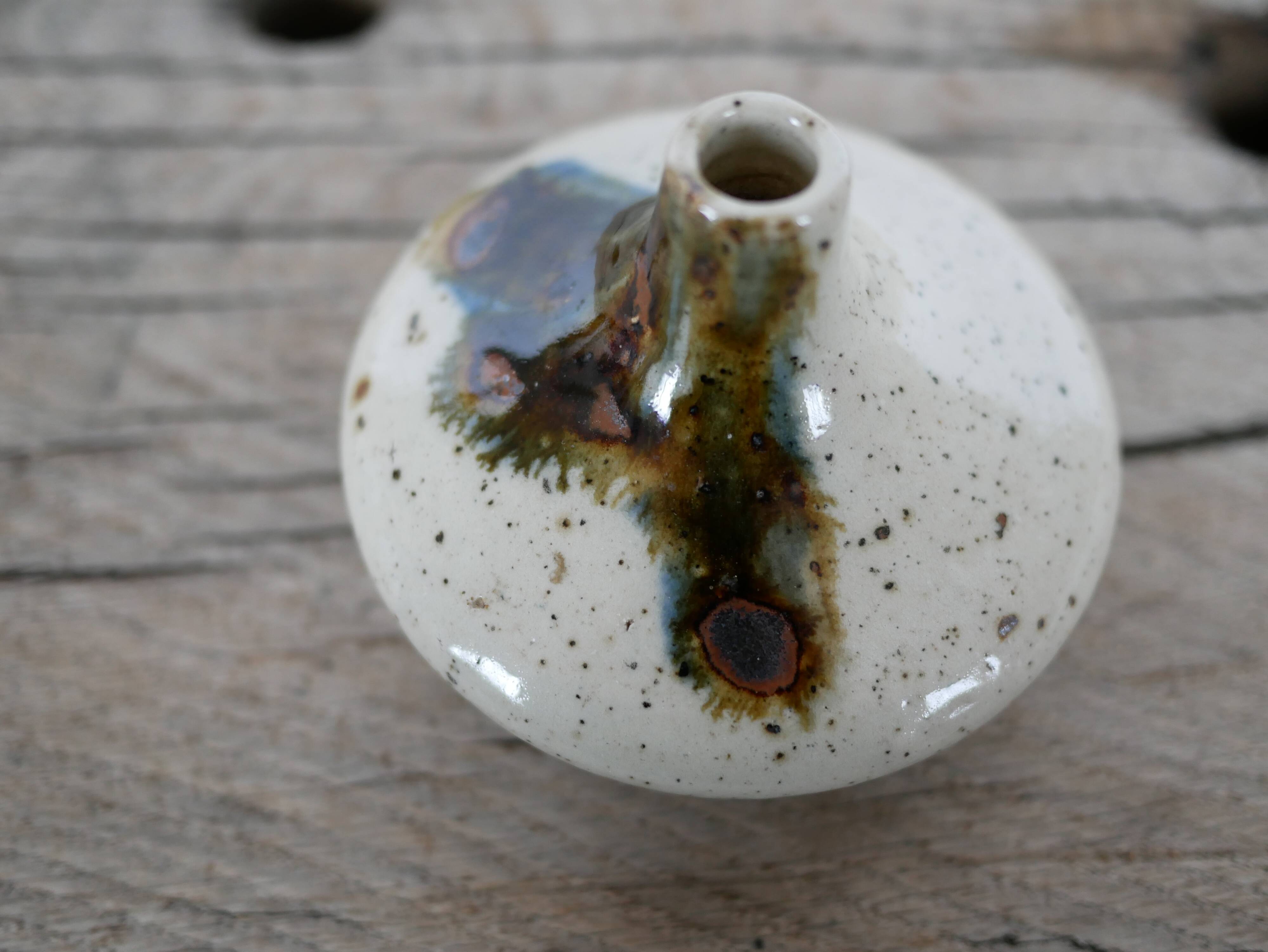 Vintage sandstone soliflore vase signed Cazes