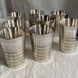Set of 8 silver-plated metal Art Deco cups