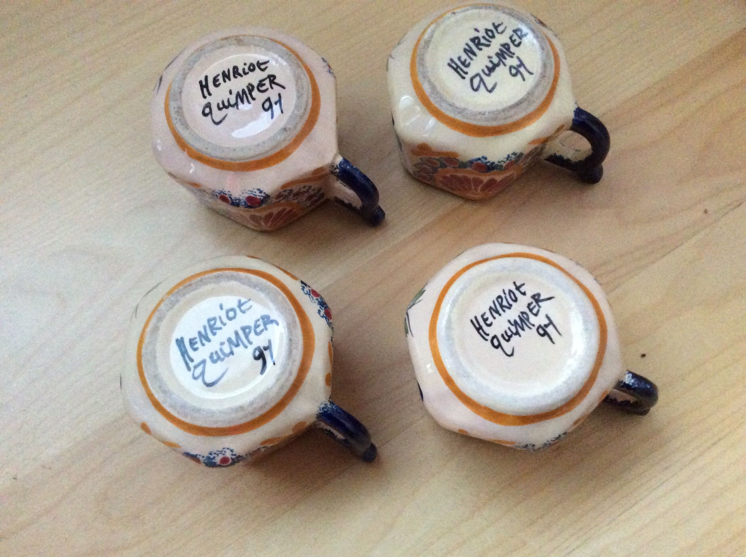 Set of 4 Henriot Quimper cups