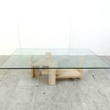 Table basse vintage en travertin, 1970