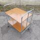 Table desserte à roulettes pliable décor faux bois vintage
