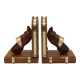 Serre-livres vintage français bretons en bois sculptés à la main avec motif livre et sabot