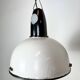 Industrial soviet white enamel pendant lamp, 1960s
