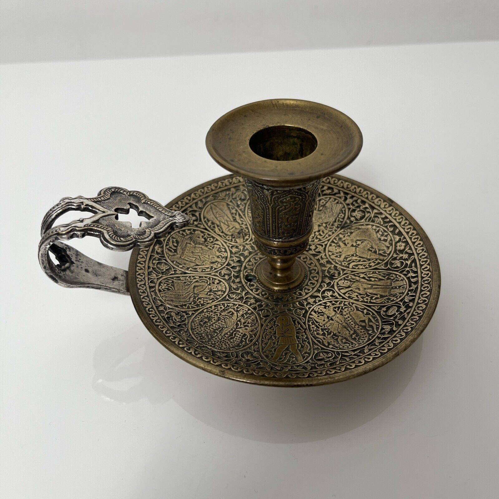 Bronze hand candlestick in the Persian Qajar style France late 19th century