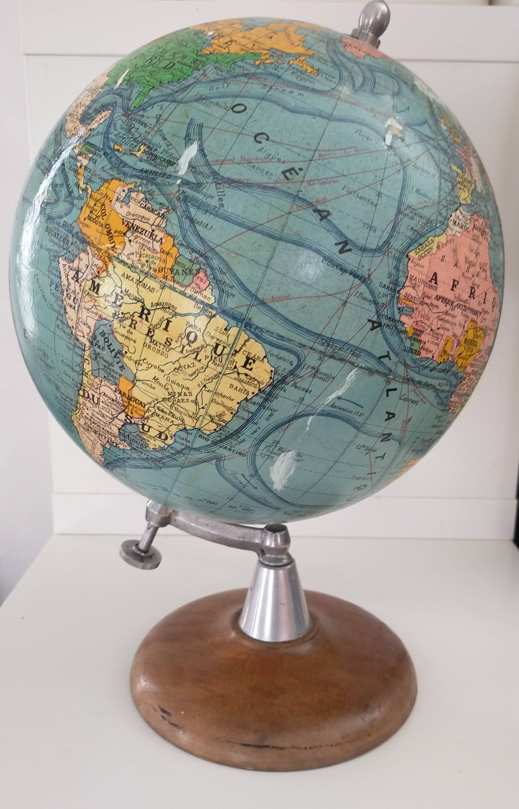Terrestrial globe drawn by j forest edited by girard barrere & thomas